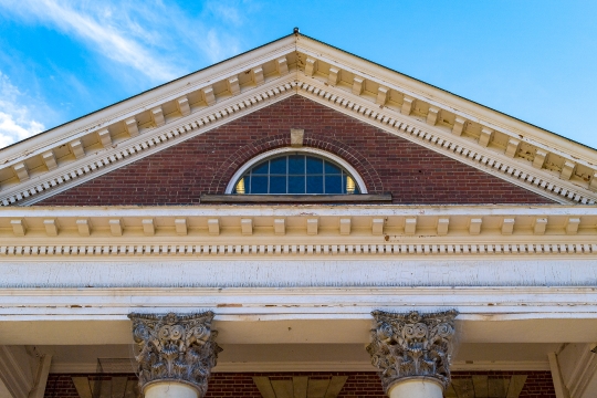 Gable roof in old colonial style building in Toronto, Canada