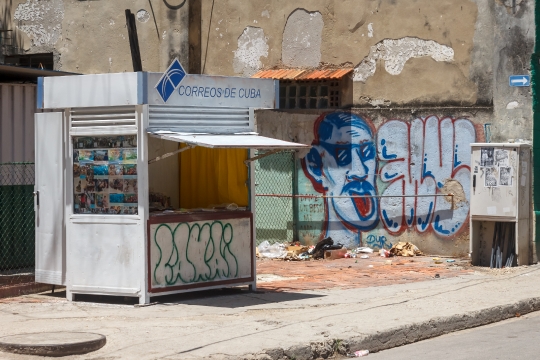 Havana, Cuba, A press kiosk belonging to Correos de Cuba