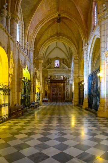 Illuminated Corridor in Cathedral of Murcia