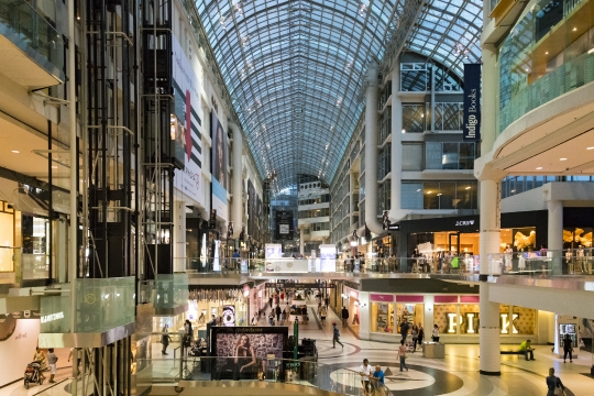 Inside of the Eaton Centre, Toronto, Canada