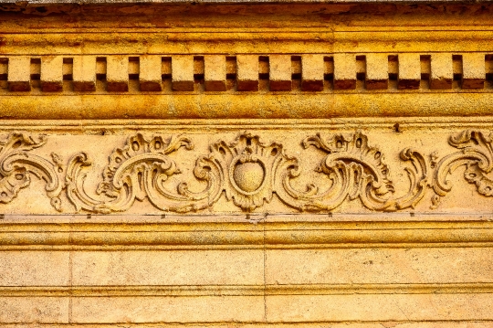 Intricate Stone Decoration In Old Facade