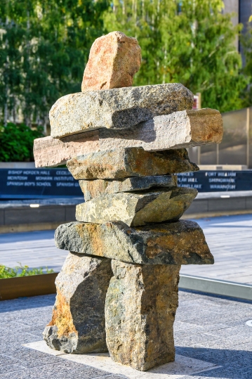 Inuksuk stone sculpture in the Spirit Garden at Nathan Phillips 