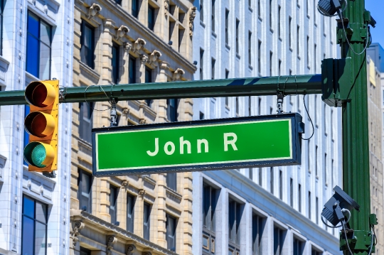 John R Street Name Sign