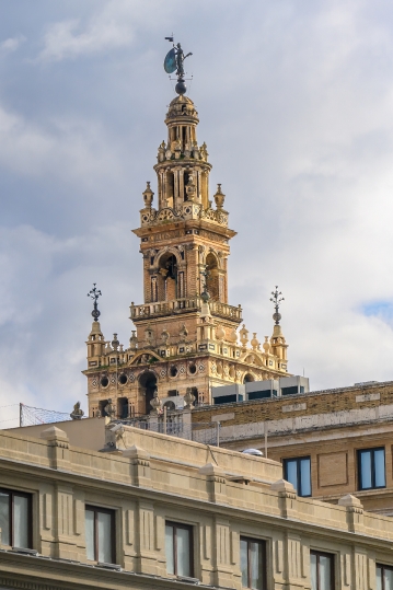 La Giralda steeple part of the Catholic cathedral building, Sevi