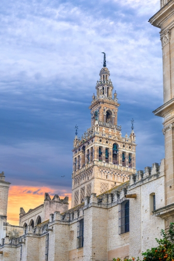 La Giralda tower or steeple part of the cathedral building, Sevi