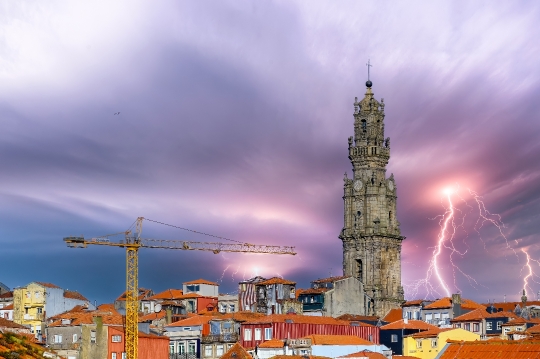 Lightning in Porto Cityscape