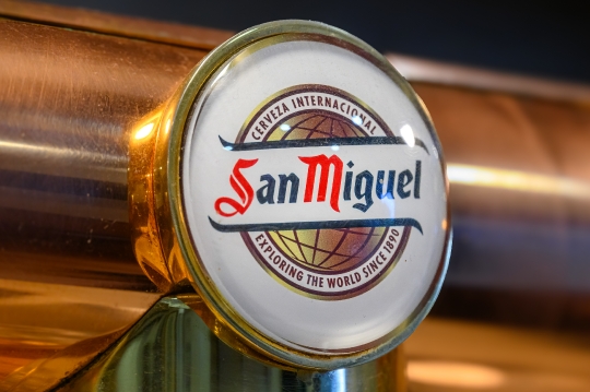 Logo of San Miguel beer, Madrid, Spain