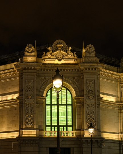 Madrid, Spain. Banco de Espana building exterior