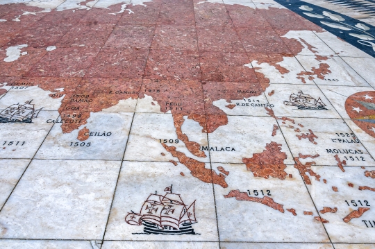 Map Floor Marble Tiles, Lisbon, Portugal