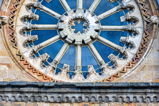 Medieval skyline in stone wall of the Parish of St. Peter the Ap