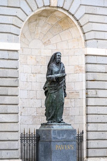 Metal sculpture of Saint Paulus or Paul the Apostle, Madrid, Spa