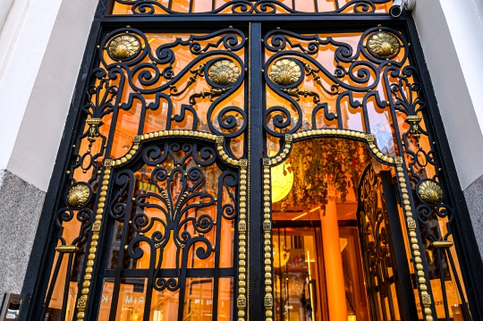 Metalwork at the entrance of the Hotel Pestana CR7 Gran Via