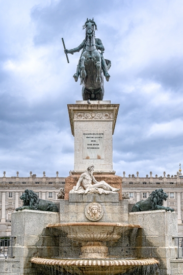 Monument to Philip IV of Spain in a public park, Madrid, Spain