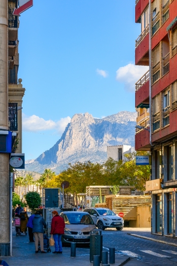 Mountain and Buildings