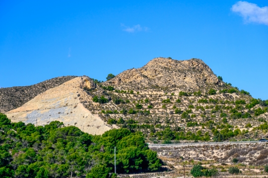 Mountain and semi-arid landscape in Alicante province, Spain