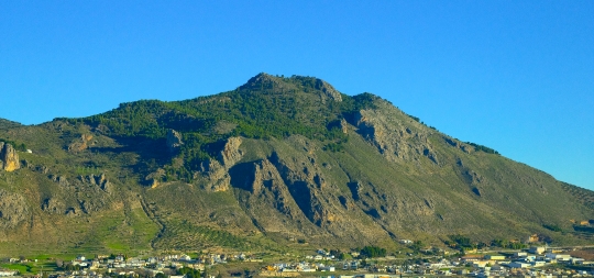 Mountain landscape in green and blue colors, Spain