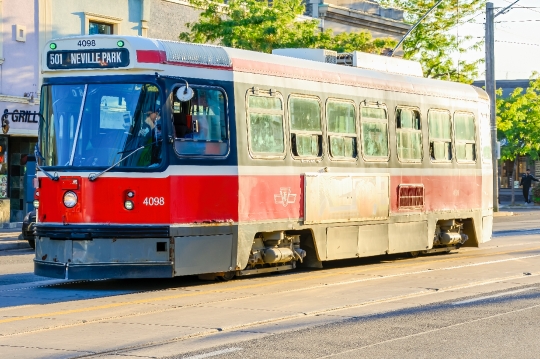 Old Streetcar In A Toronto Street