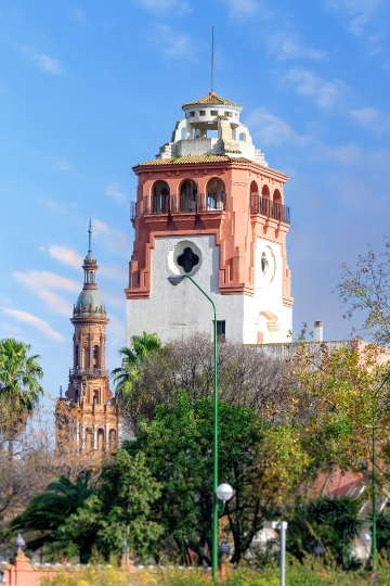 Old tower of the Chile Pavilion in Seville, Spain