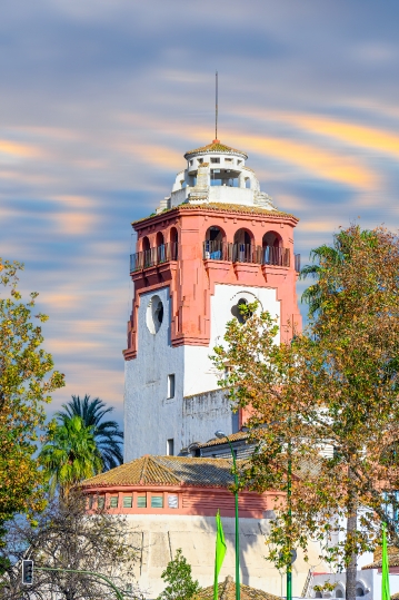 Old tower of the Chile Pavilion in Seville, Spain