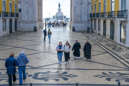 People In Augusta Street In Lisbon