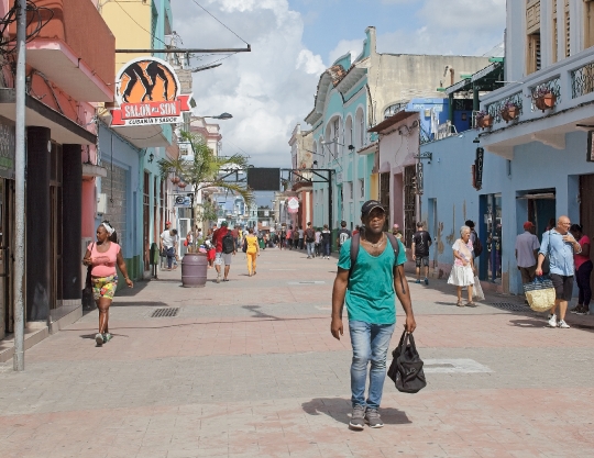 People in City Street Havana