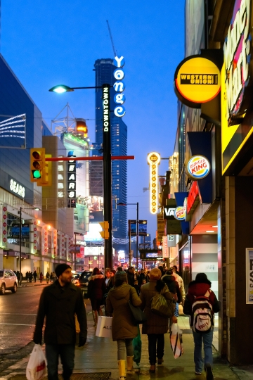 People in Yonge Street at Night