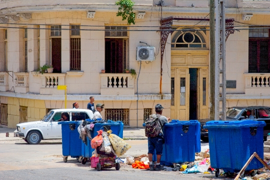 People Searching In Garbage Bins