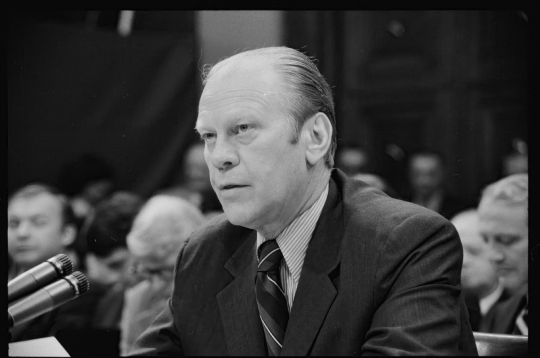 President Gerald Ford appearing at the house judiciary subcommit