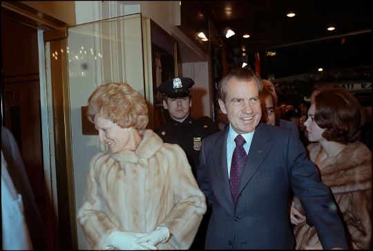 President Richard Nixon and First Lady Pat Nixon attend a perfor