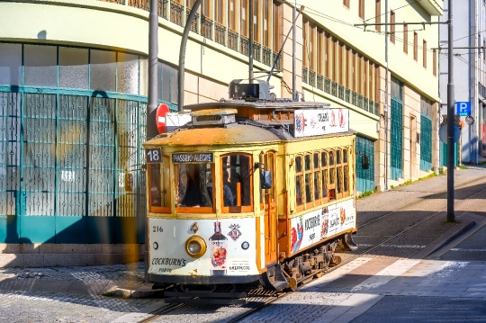 Public Transportation Tram in Street