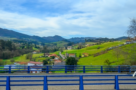 Road Bridge Railings and Landscape in Asturias