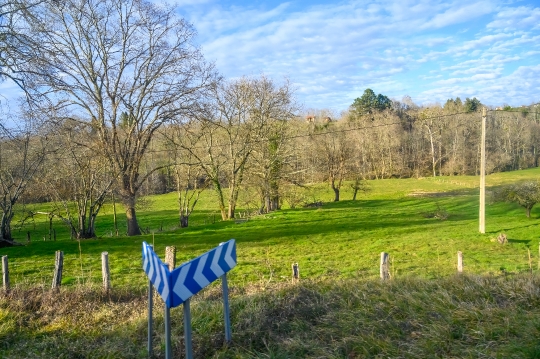 Road Sign in a Rural Area in Asturias