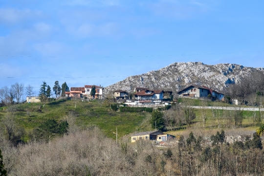 Rural Houses at Base of Mountain