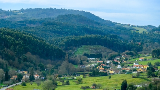 Scenery of an Asturias Valley and Mountain