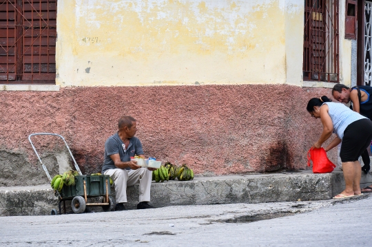 Senior Cuban Man Selling Bananas