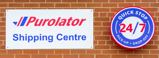 Sign of Purolator Shipping Centre