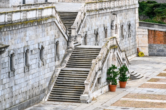 Steps or stair from the Royal Palace to Sabatini Park, Madrid, S