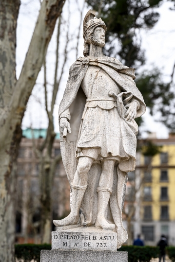 Stone sculpture or statue of D. Pelayo, King of Asturias