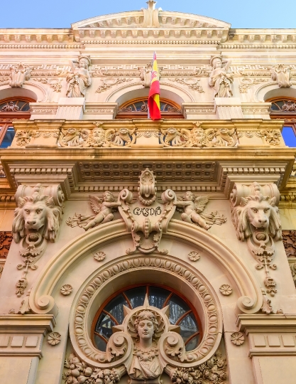 Stone Wall Facade with Intricate Decorations