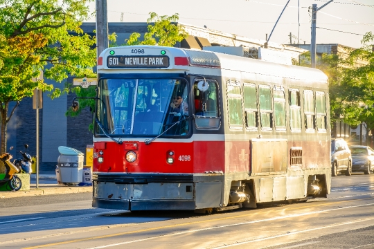 Streetcar Driving On A Toronto Street