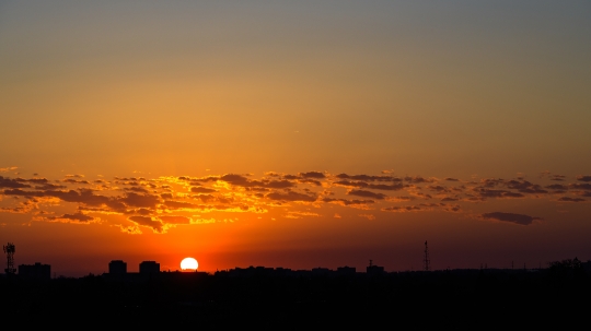 Sunrise silhouette of city, Canada