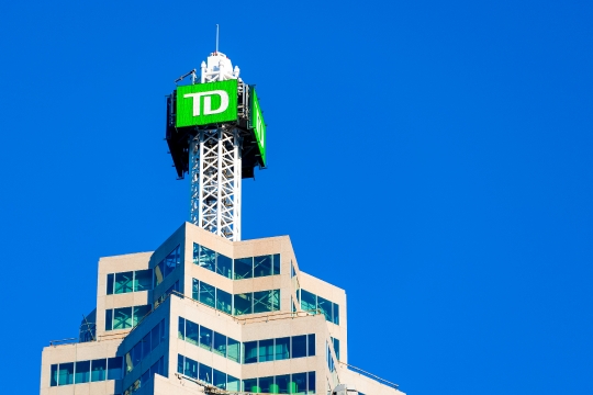 TD bank tower in the financial district, Toronto, Canada