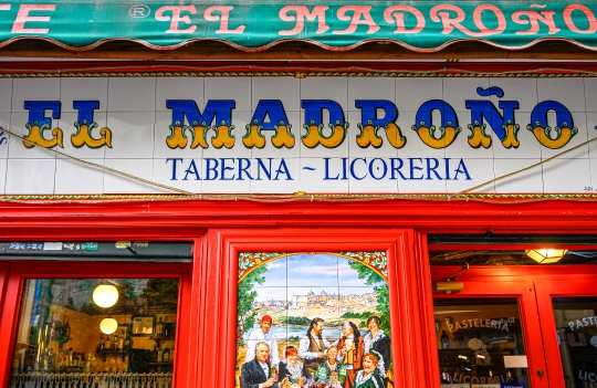 Tile sign in the Taberna El Madrono, a local landmark, Madrid, S