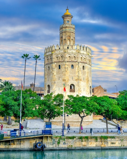 Torre del Oro, a medieval landmark in Seville, Spain