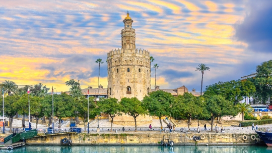 Torre del Oro, a medieval landmark in Seville, Spain