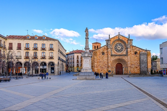 Town square and buildings by the Parish of St. Peter the Apostle