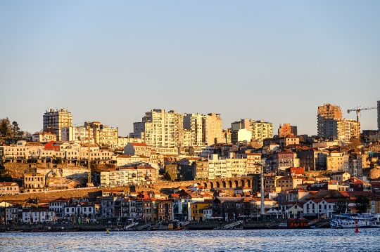 Urban skyline with diverse residential buildings in the Ribeira