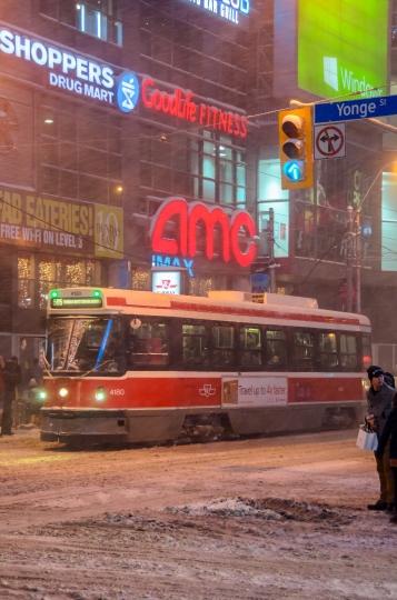 Vintage TTC Streetcar in Snow Storm