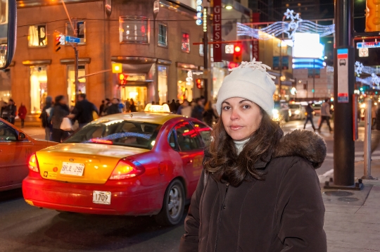 Woman Candid Portrait in Downtown