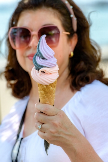 Woman holding ice cream cone